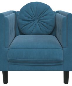 Poltrona Con Cuscino Blu In Velluto