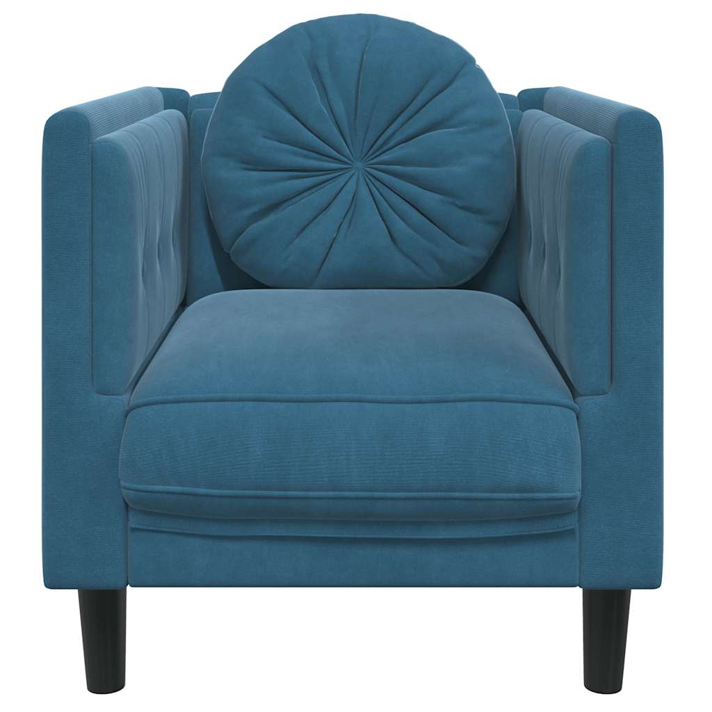 Poltrona Con Cuscino Blu In Velluto
