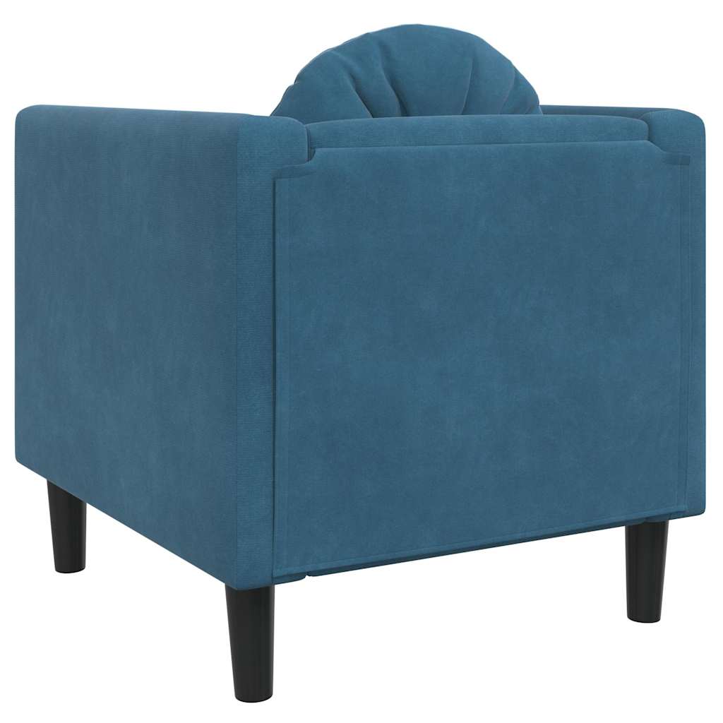 Poltrona Con Cuscino Blu In Velluto - Image 4