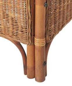 Divano A 2 Posti Marrone Chiaro In Rattan Naturale E Lino