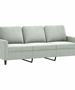 Set Di Divani 4 Pz Con Cuscini Grigio Chiaro In Velluto