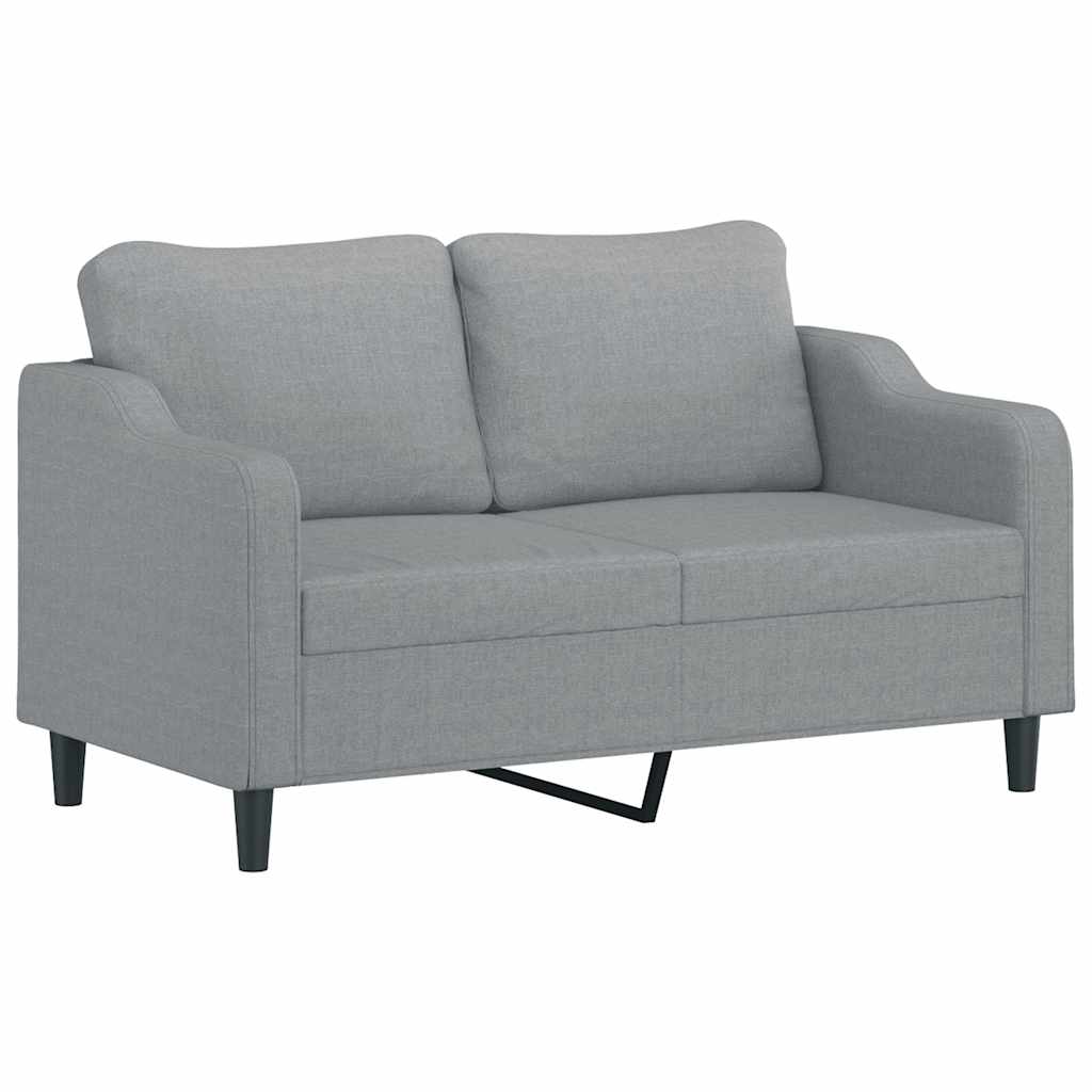 Set Divani 2 Pz Con Cuscini Grigio Chiaro In Tessuto