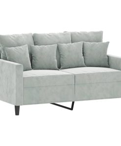 Set Di Divani 4 Pz Con Cuscini Grigio Chiaro In Velluto