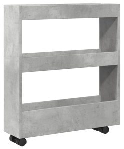 Carrello Stretto A 3 Livelli Grigio Cemento In Truciolato