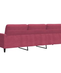 Divano A 3 Posti Rosso Vino 210 Cm In Velluto