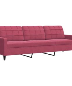 Set Di Divani 2 Pz Con Cuscini Rosso Vino In Velluto