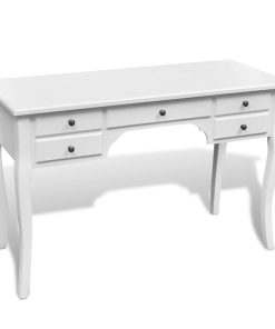 Scrivania In Stile Francese Legno Con Gambe Curve E 5 Cassetti