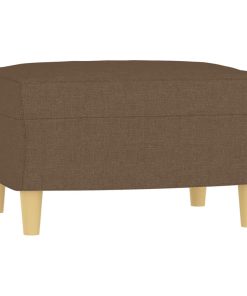 Divano A 3 Posti Con Poggiapiedi Marrone 180 Cm In Tessuto