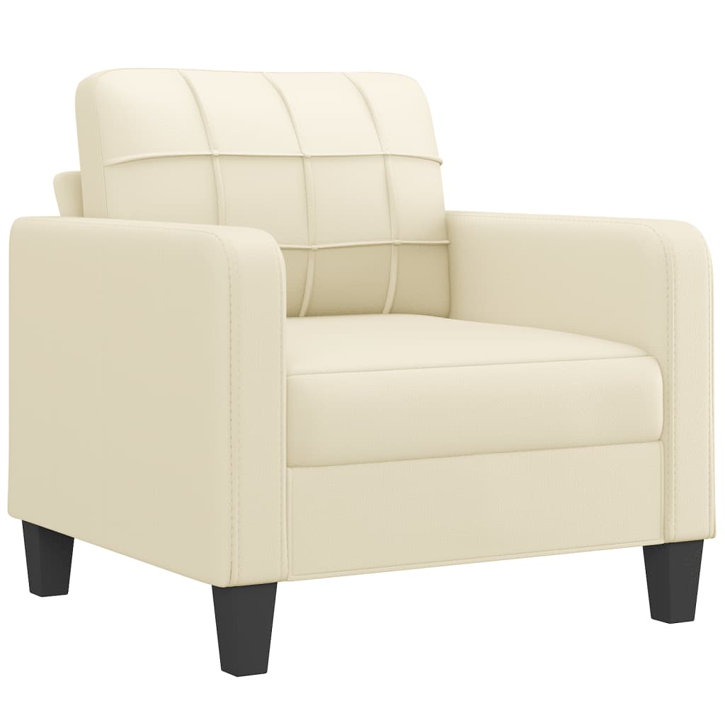 Set Di Divani 3 Pz Con Cuscini Crema In Similpelle