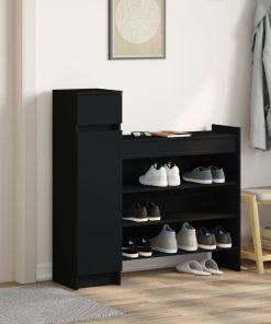 Scarpiera Nera 100,5x28x100 Cm In Legno Multistrato