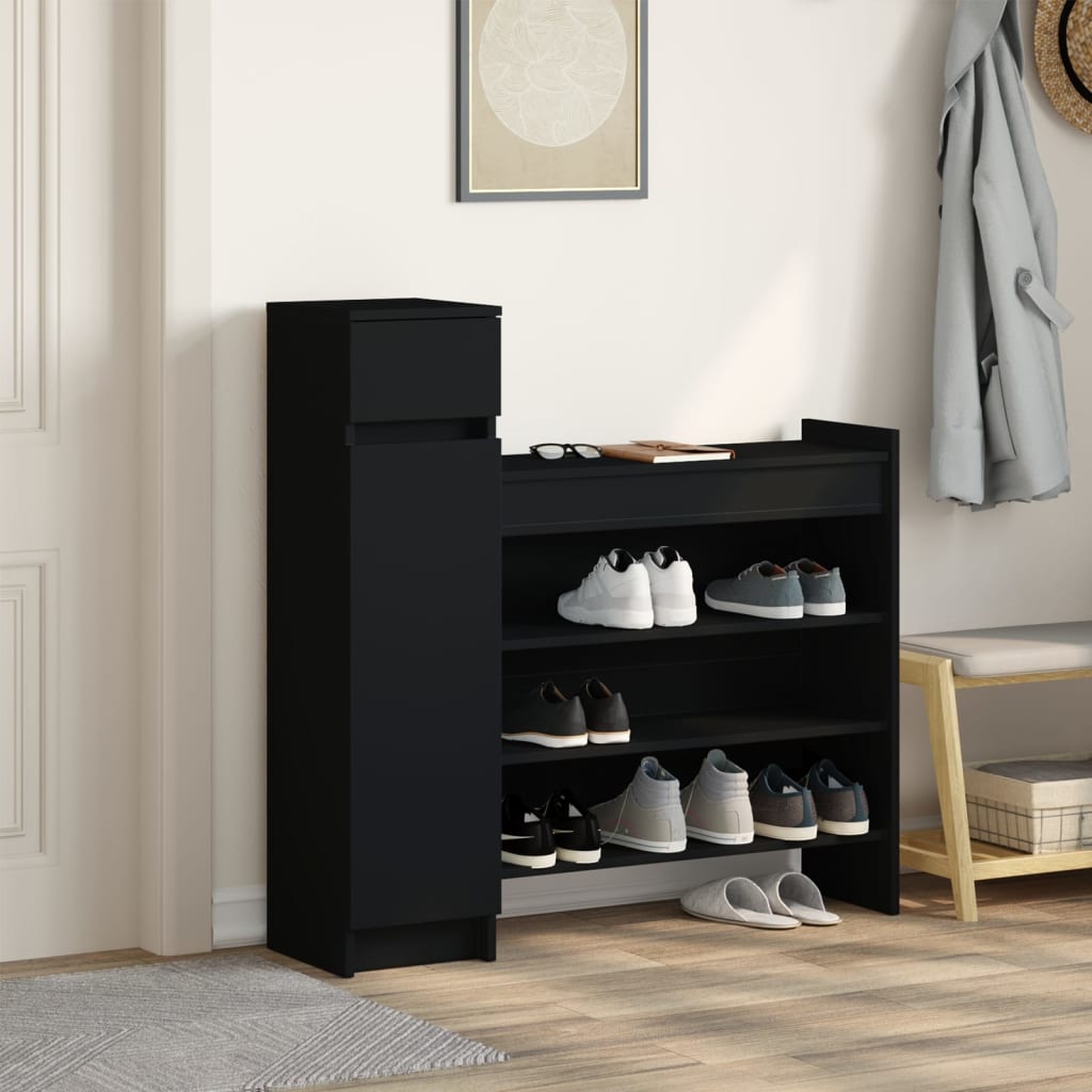 Scarpiera Nera 100,5x28x100 Cm In Legno Multistrato
