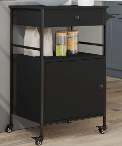 Carrello Da Cucina Nero 56x43x89,5 Cm In Legno Multistrato