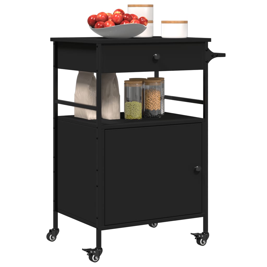 Carrello Da Cucina Nero 56x43x89,5 Cm In Legno Multistrato - Image 2