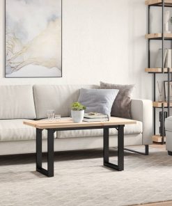 Tavolino Salotto Telaio A O 90x40x45,5cm Legno Pino E Acciaio