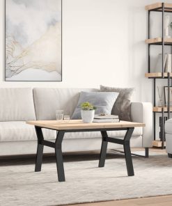 Tavolino Salotto Telaio A Y 80x80x45,5cm Legno Pino E Acciaio