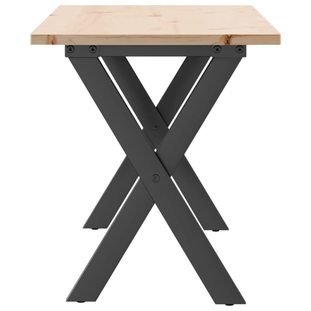 Tavolino Salotto Telaio A X 110x40x45 Cm Legno Pino E Acciaio