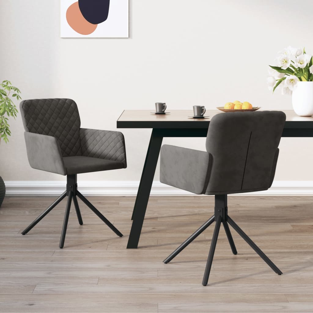 Sedie Da Pranzo Girevoli 2 Pz Grigio Scuro In Velluto