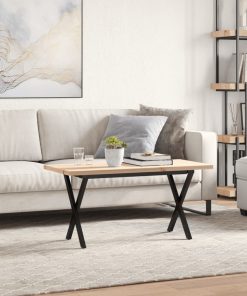Tavolino Salotto Telaio A X 90x40x45,5 Cm Legno Pino E Acciaio