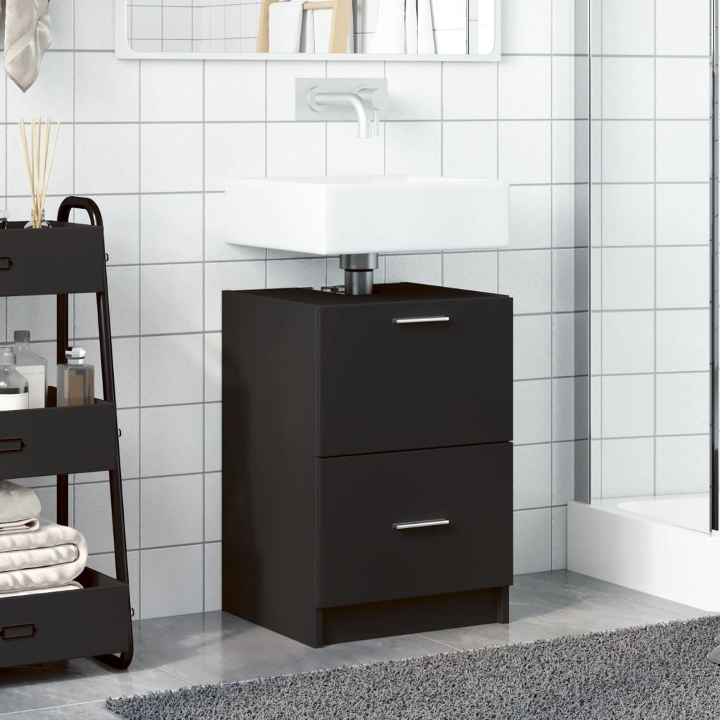 Mobile Lavabo Nero 80x33x60 Cm In Legno Multistrato