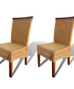 Sedie Da Pranzo 4 Pz Marroni In Rattan Naturale