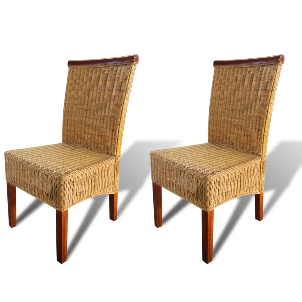 Sedie Da Pranzo 4 Pz Marroni In Rattan Naturale