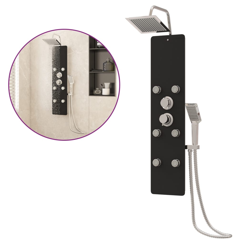 Pannello Doccia In Vetro 25x47,5x130 Cm Nero - Image 6