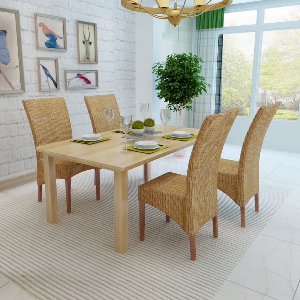 Sedie Da Pranzo 4 Pz Marroni In Rattan Naturale - Image 4