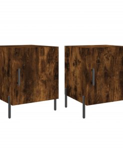 Comodini 2 Pz Rovere Fumo 40x40x50 Cm In Legno Multistrato