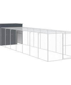 Casetta Cani Con Corsa Antracite 214x865x181 Cm Acciaio Zincato