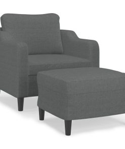 Poltrona Con Poggiapiedi Grigio Scuro 60 Cm In Tessuto