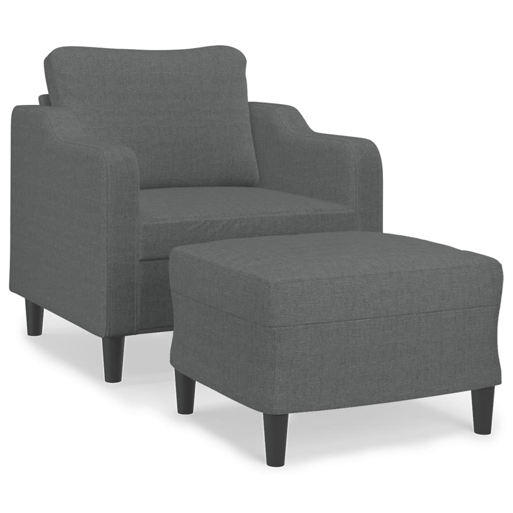 Poltrona Con Poggiapiedi Grigio Scuro 60 Cm In Tessuto