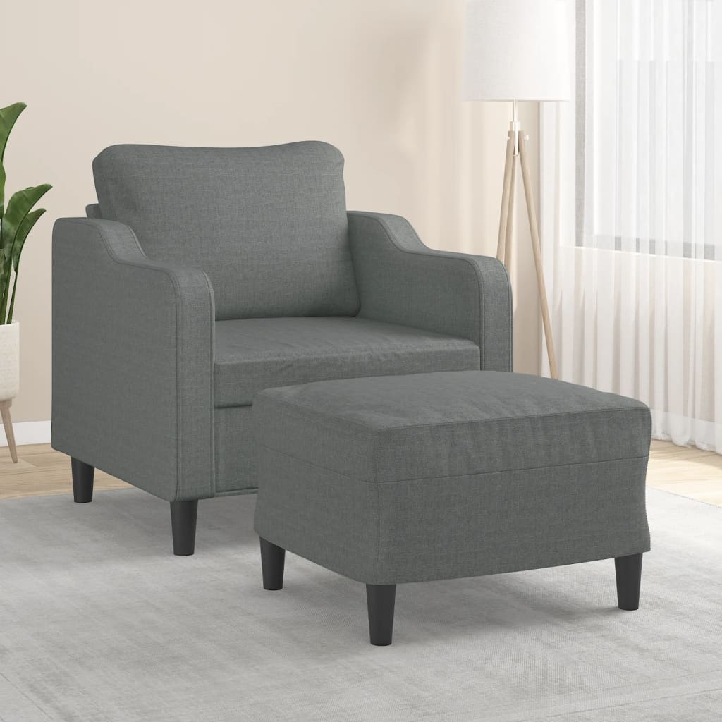Poltrona Con Poggiapiedi Grigio Scuro 60 Cm In Tessuto - Image 4