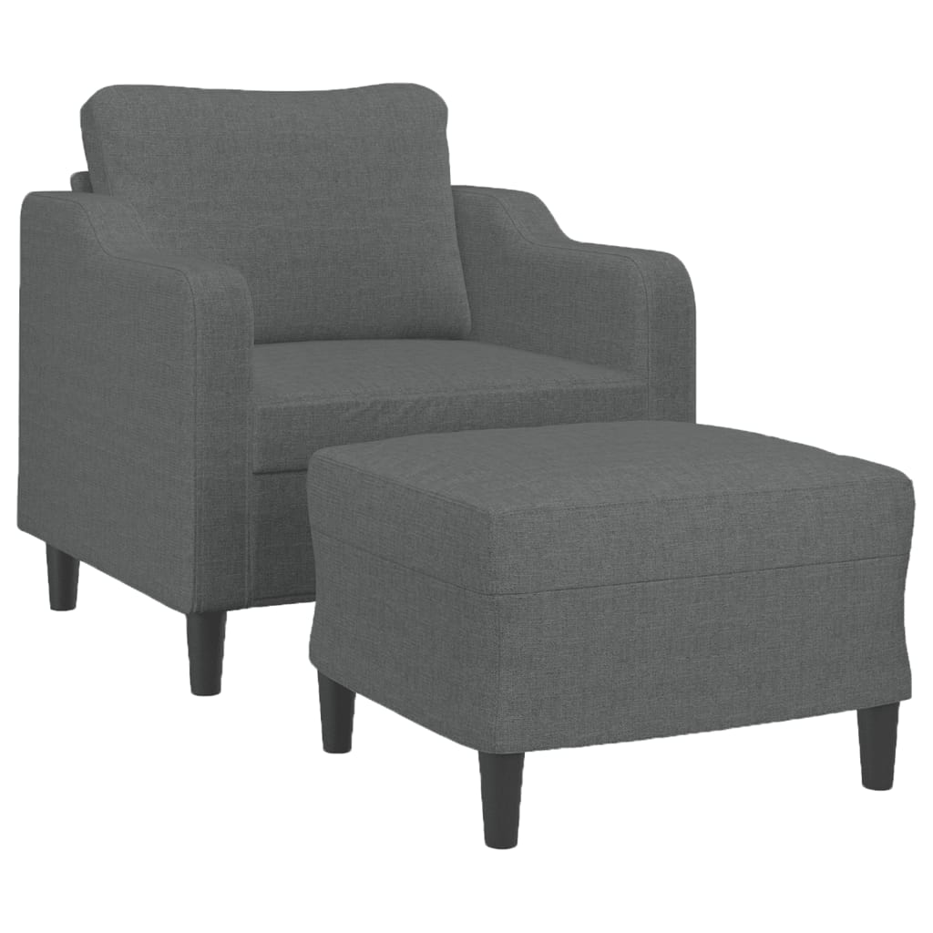 Poltrona Con Poggiapiedi Grigio Scuro 60 Cm In Tessuto - Image 3