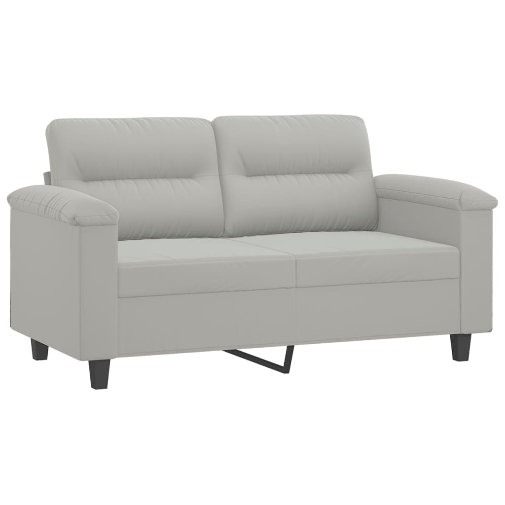 Set Divani 2 Pz Con Cuscini Grigio Chiaro In Tessuto Microfibra