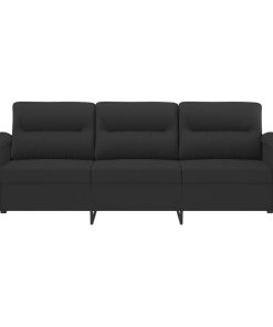 Divano A 3 Posti Nero 180 Cm In Tessuto Microfibra
