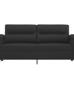 Divano A 2 Posti Nero 140 Cm In Tessuto Microfibra