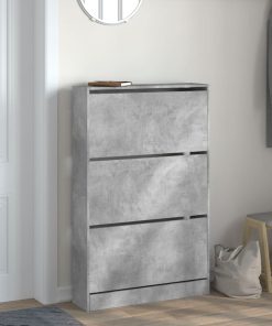 Scarpiera Grigio Cemento 80x21x125,5 Cm In Legno Multistrato