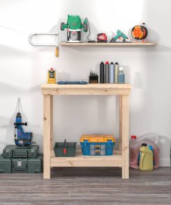 Banco Da Lavoro 80x50x80 Cm In Legno Massello Di Pino