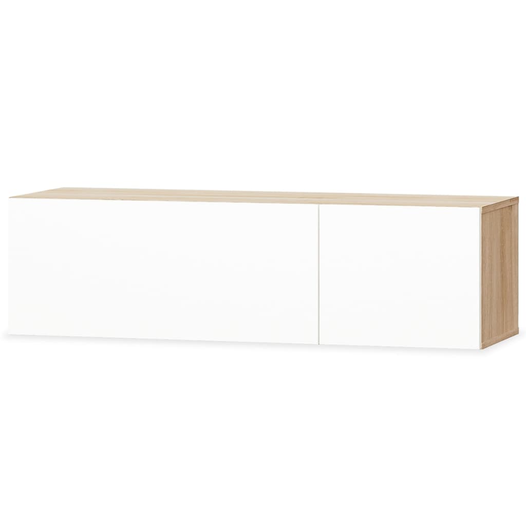Mobile Tv Legno Multistrato 120x40x34 Cm Bianco Lucido E Rovere - Image 4