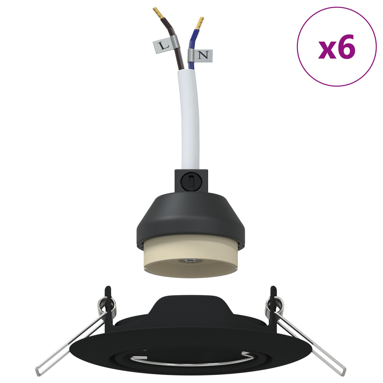 Spotlights Con I Riflettori 6 Pcs Nero 9 X 9 Cm Metallo - Image 3