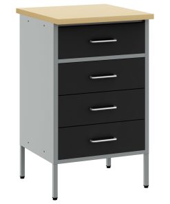 Banco Da Lavoro Con Cassetto Nero E Grigio 50 X 55 X 85 cm