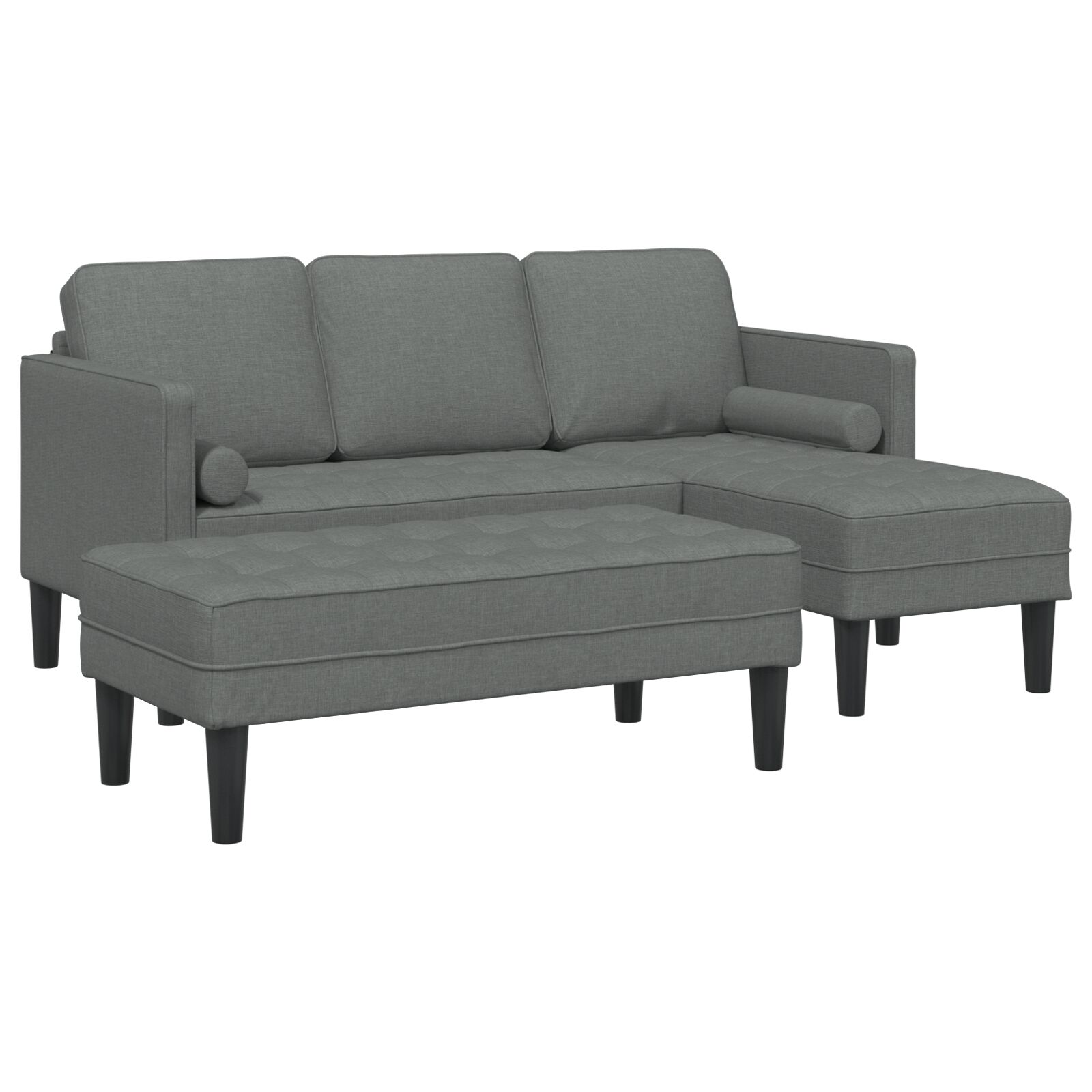 Set Di Divani 2 Pcs Grigio Scuro 173 X 131 X 67 Cm Tessuto - Image 3