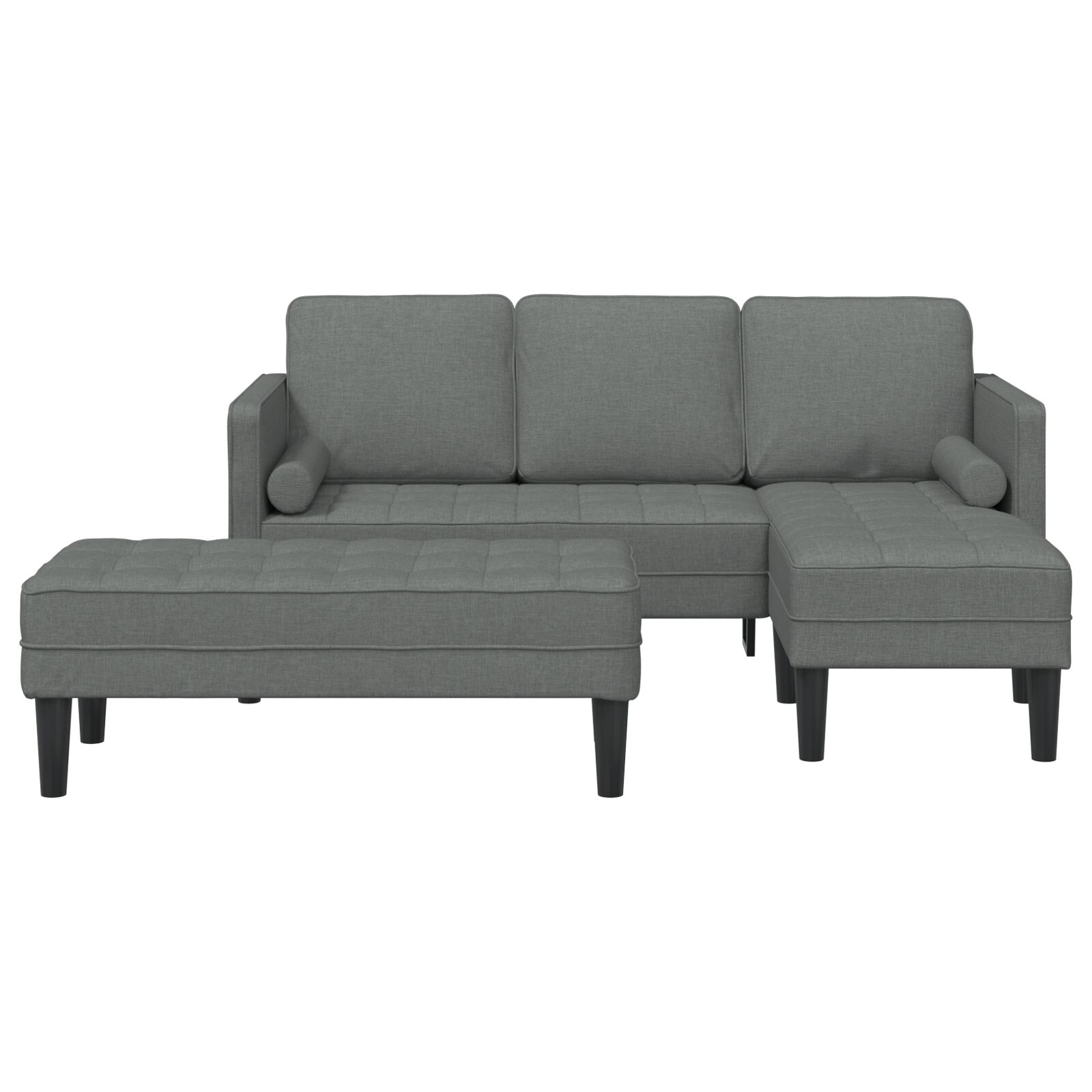 Set Di Divani 2 Pcs Grigio Scuro 173 X 131 X 67 Cm Tessuto - Image 4