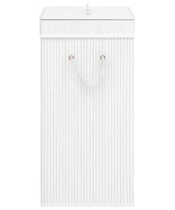 Cesto Portabiancheria In Bambù A Sezione Singola Bianco