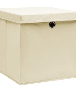 Contenitori Con Coperchi 10 Pz 28x28x28 Cm Crema