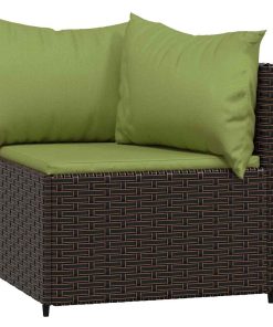 Divani Angolari Da Giardino Con Cuscini 2pz Polyrattan Marrone