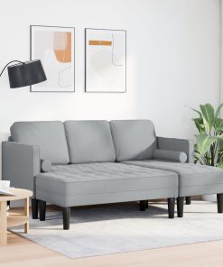 Set Di Divani 2 Pcs Grigio Chiaro 173 X 131 X 67 Cm Tessuto