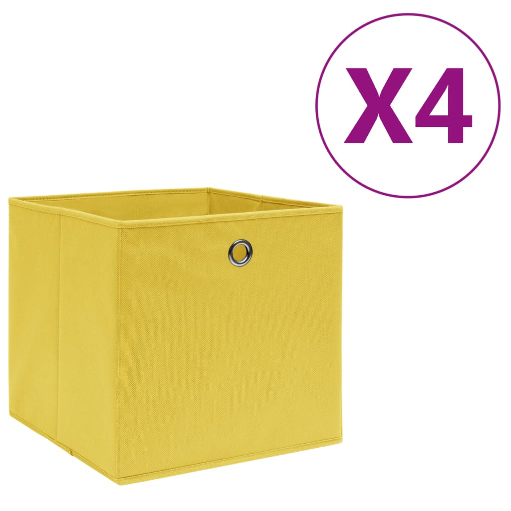 Contenitori 4 Pz In Tessuto Non Tessuto 28x28x28 Cm Giallo - Image 3