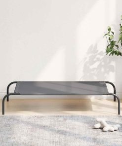 Cuccia Per Cani Rialzata Grigia 110x65x20cm Tela Oxford/acciaio