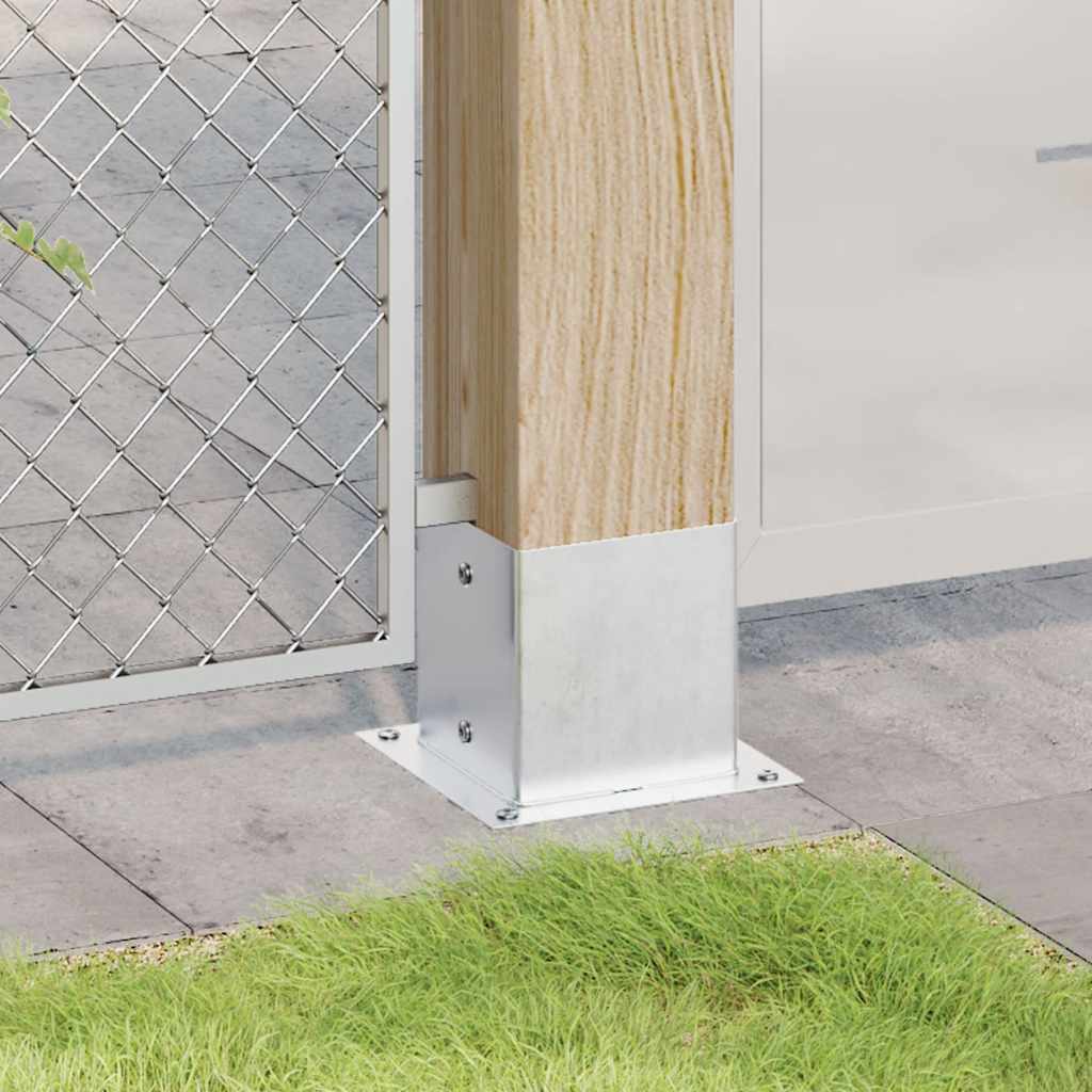 Basi Per Pali Quadrate 4 Pz Argento 141x141 Mm Acciaio Zincato - Image 6